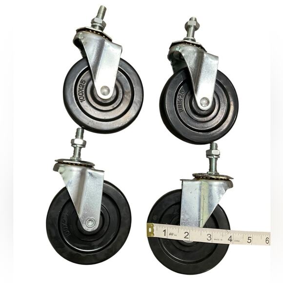 Set of 4 Black Swivel Caster Wheels 4” - Picture 3 of 3